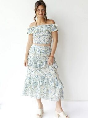 Astr Blue and White Floral top